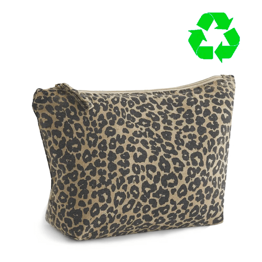 IMMAGINE POCHETTE LEOPARDATA RICICLATA CON LOGO RICICLATO