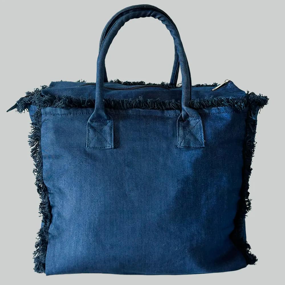 BORSA MARE FRANGE GRANDE DENIM