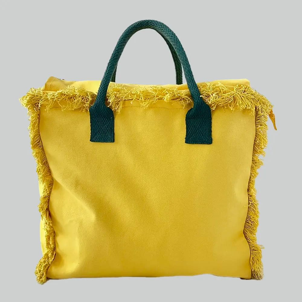 BORSA MARE FRANGE GRANDE GIALLA