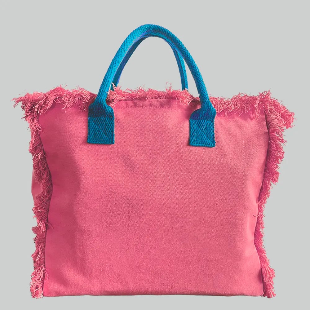 BORSA MARE FRANGE GRANDE ROSA