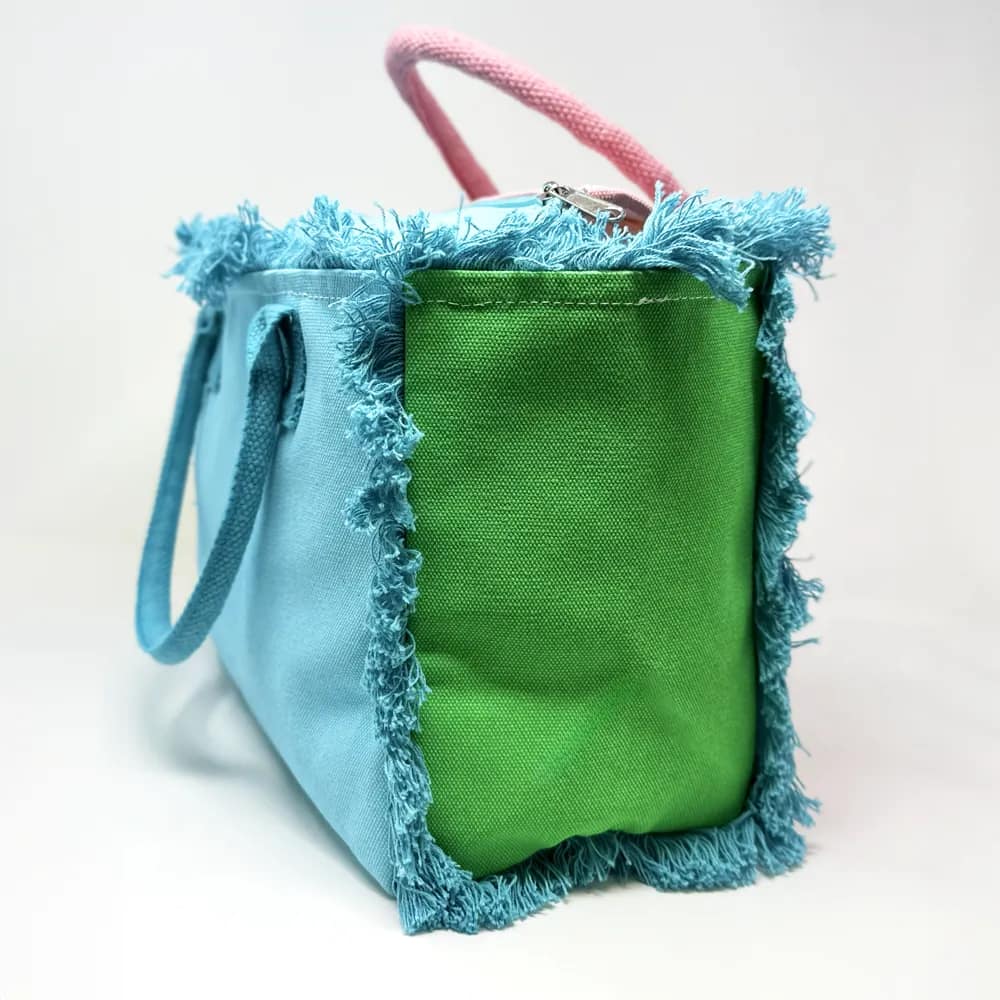 BORSA MIDDLE PROFILO AZZURRO E VERDE