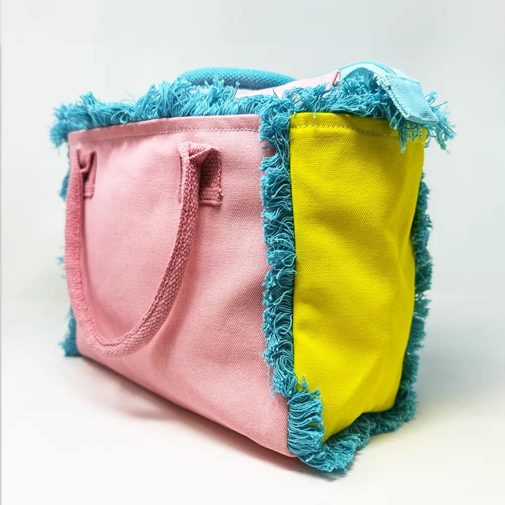 BORSA MIDDLE PROFILO ROSA E GIALLO