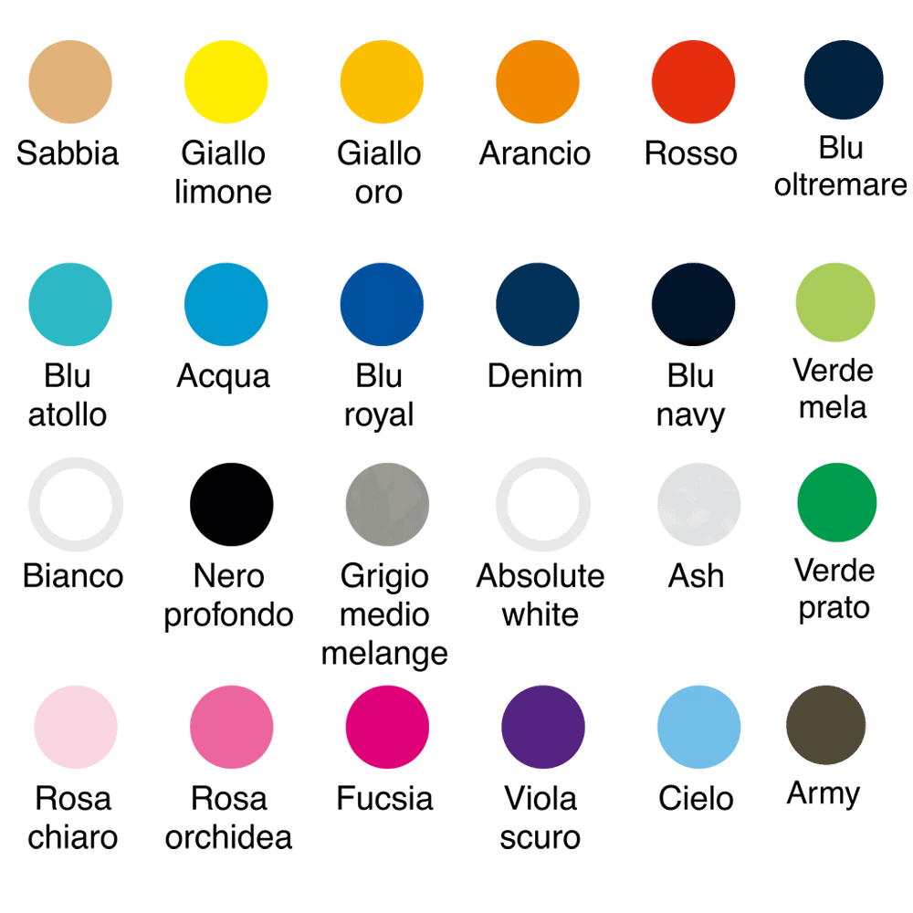 COLORI DISPONIBILI T-SHIRT BIMBI